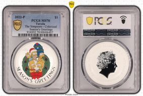 2022-P $1 The Simpsons - Colorized Season's Greetings MS70