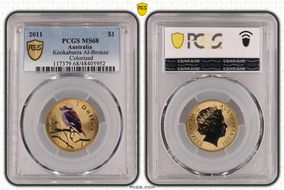2011 $1 Kookaburra Al-Bronze Colorized MS68