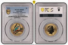 2011 $1 Kingfisher Al-Bronze Colorized MS68
