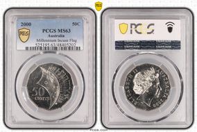 2000 50C Millennium Incuse Flag MS63