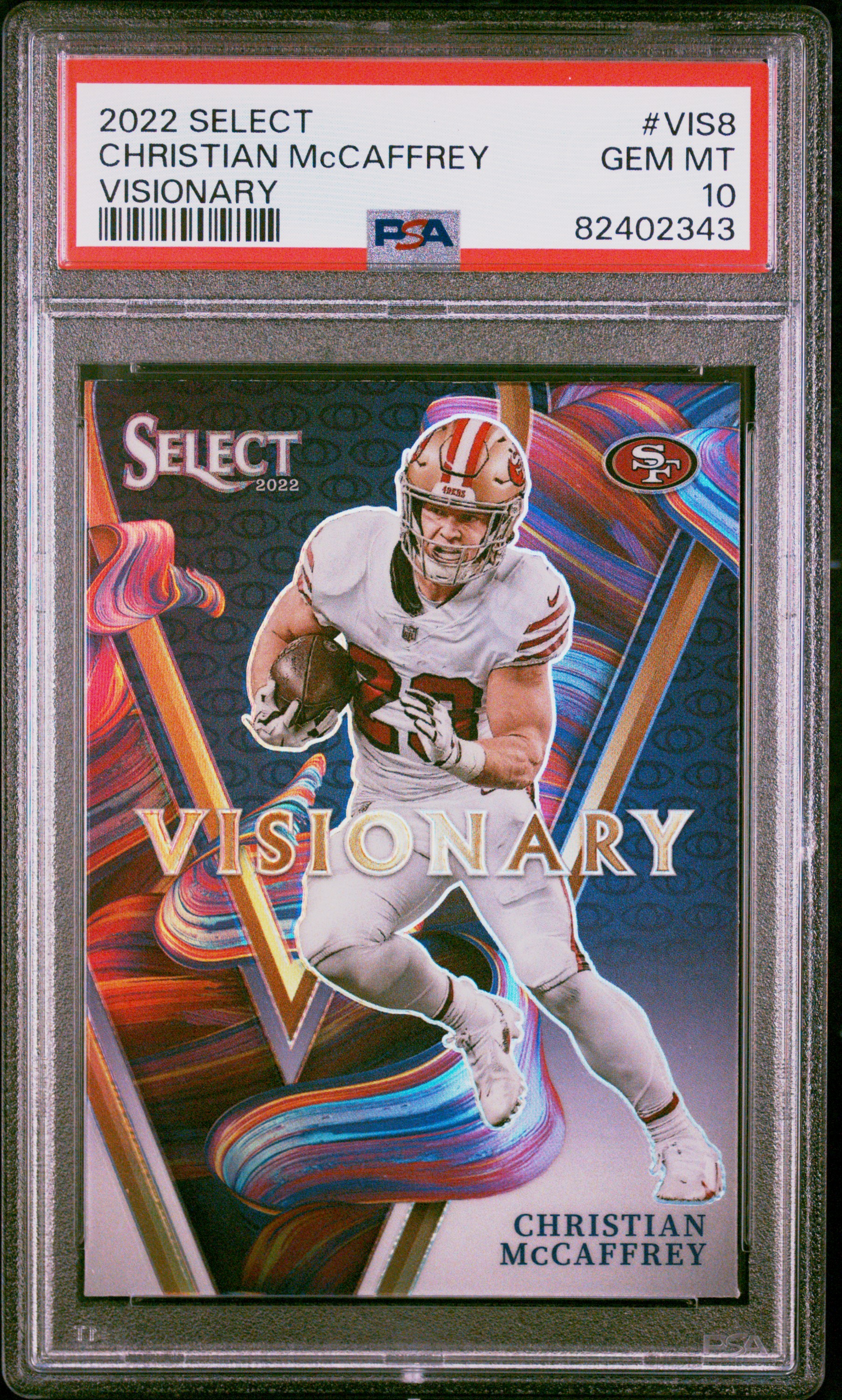 2022 Panini Select Visionary Vis8 Christian Mccaffrey – PSA GEM MT 10