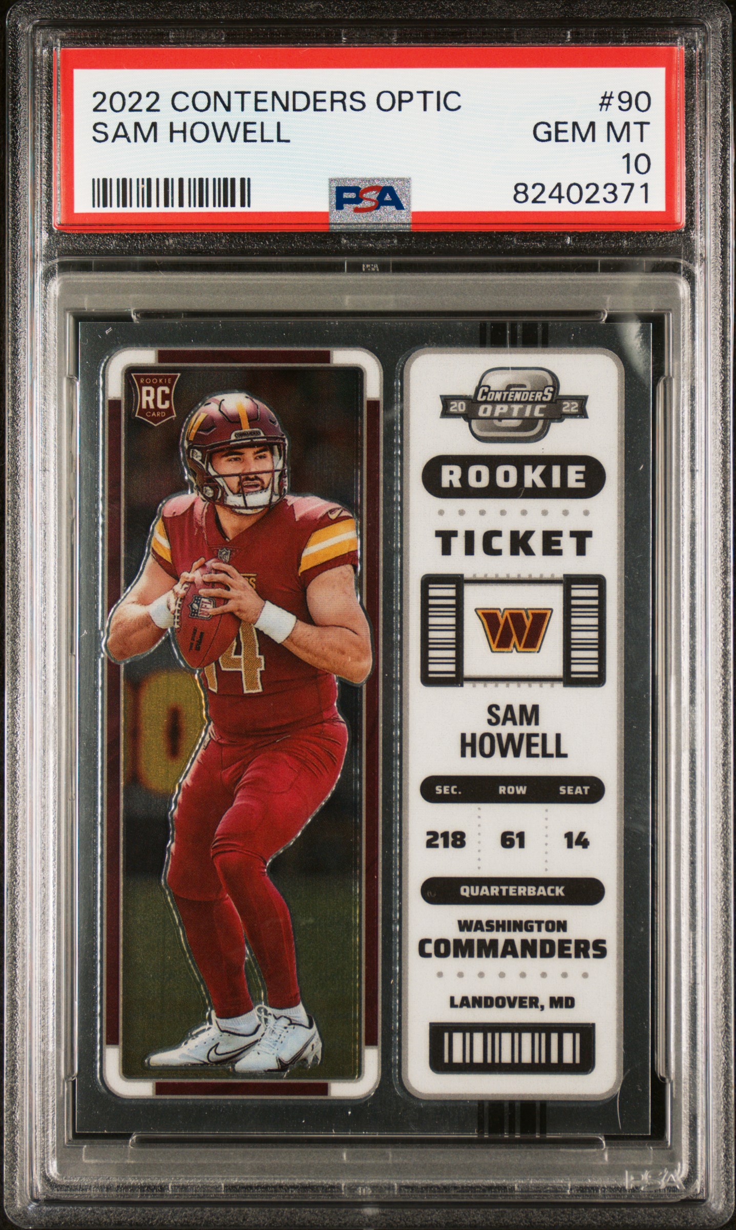 2022 Panini Contenders Optic #90 Sam Howell Rookie Card – PSA GEM MT 10