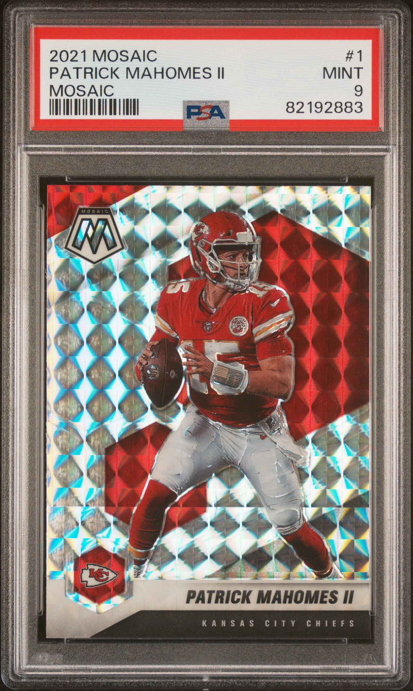 2021 Panini Mosaic Silver Mosaic #1 Patrick Mahomes II – PSA MINT 9