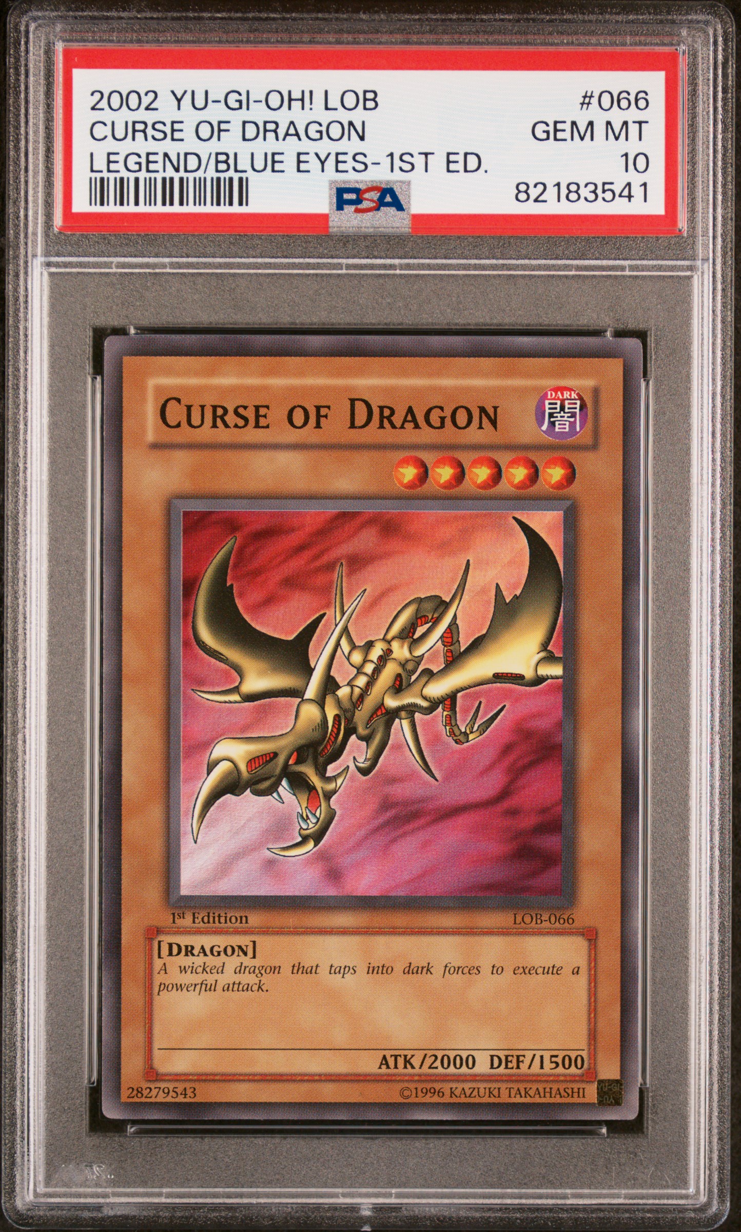 2002 Yu-Gi-Oh! Lob-Legend Of Blue Eyes White Dragon 1st Edition 066 Curse Of Dragon – PSA GEM MT 10
