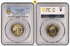 2022 $1 Great Aussie Coin Hunt - 'L' Luna Park Melbourne MS65