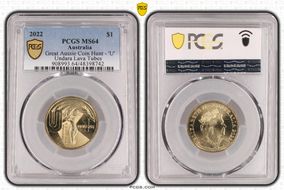 2022 $1 Great Aussie Coin Hunt - 'U' Undara Lava Tubes MS64