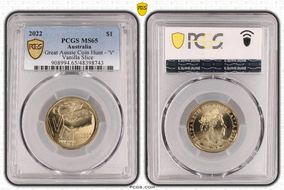 2022 $1 Great Aussie Coin Hunt - 'V' Vanilla Slice MS65