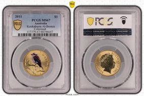 2011 $1 Kookaburra Al-Bronze Colorized MS67
