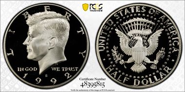 1992-S 50C Silver PR70DCAM