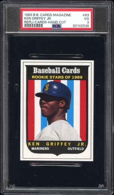 1989 Baseball Cards Magazine Repli-Cards Hand Cut 63 Ken Griffey Jr. Rookie  Card – PSA VG 3 on Goldin Auctions