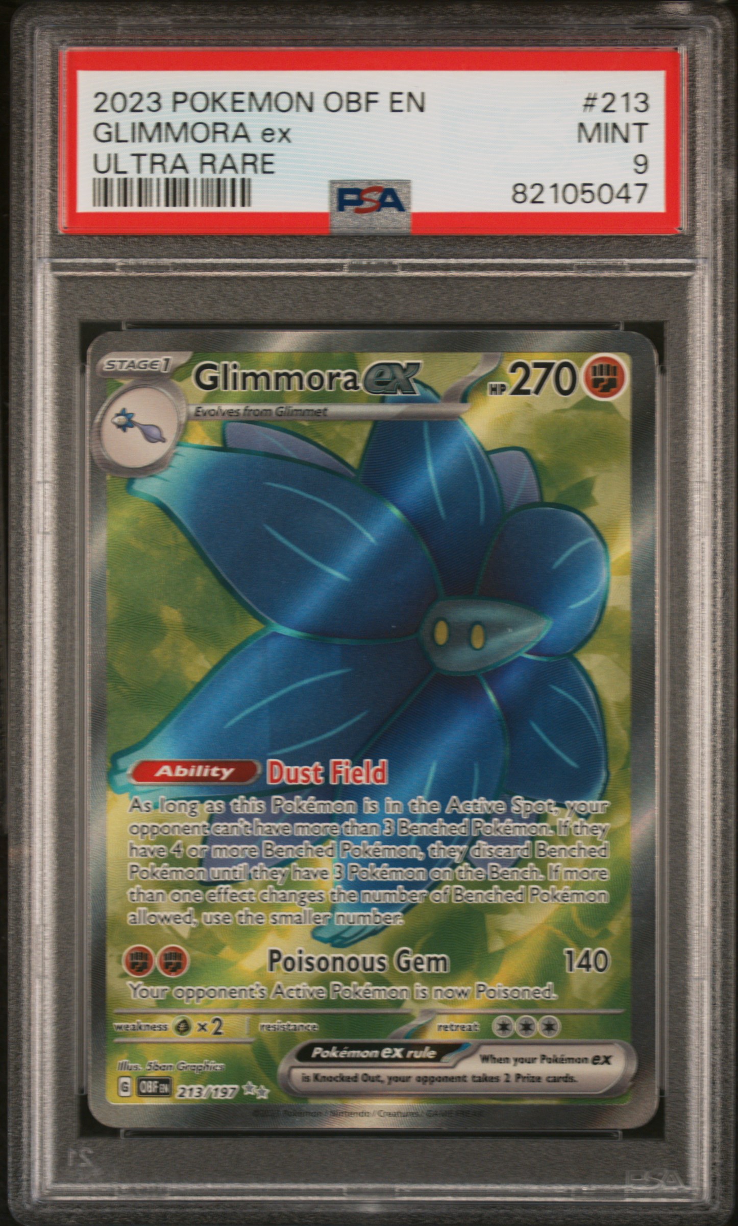 2023 #213 Glimmora EX PSA 9 Obf EN-Obsidian Flames