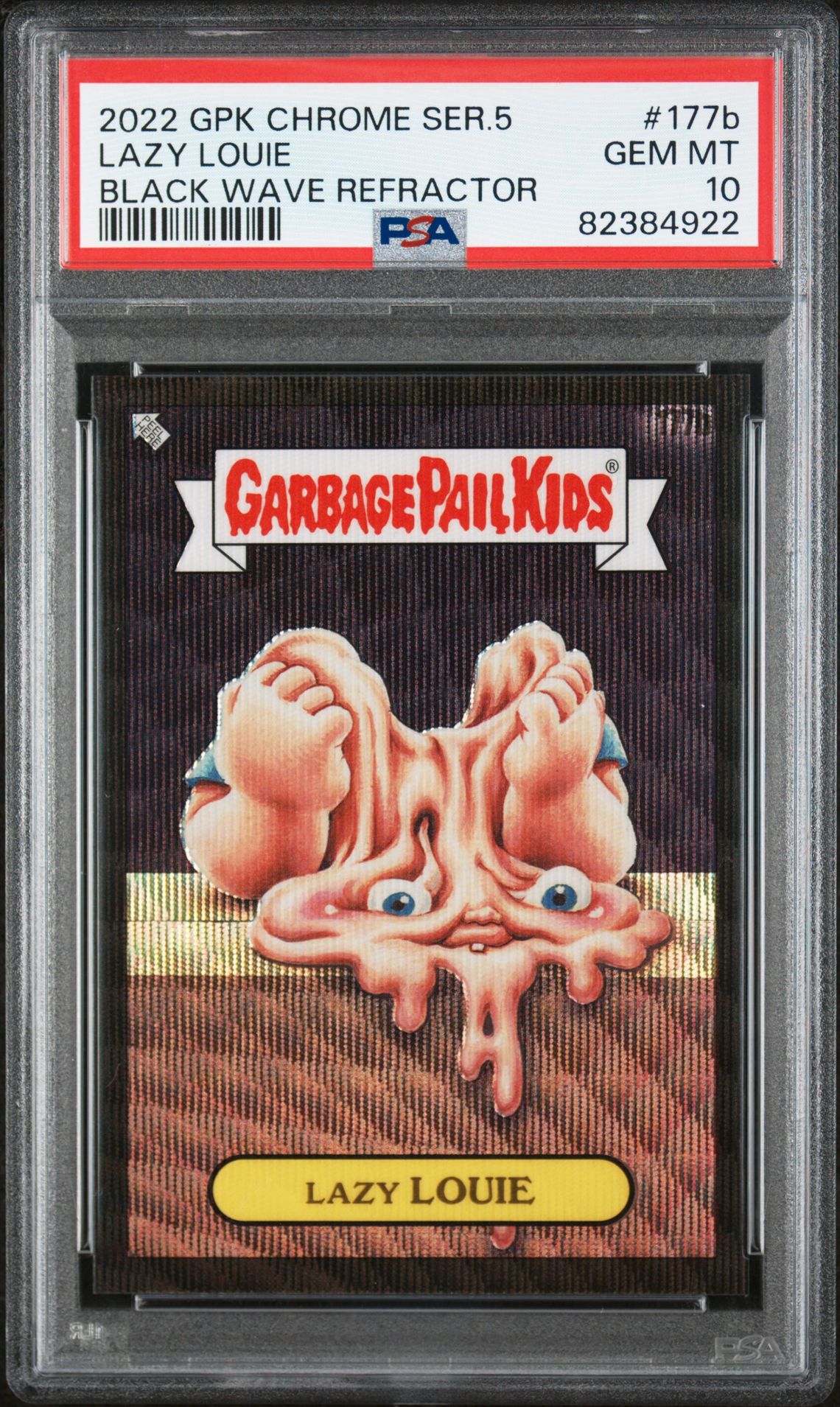 2022 Topps GARBAGE PAIL KIDS CHROME Refractor #177B Lazy Louie front