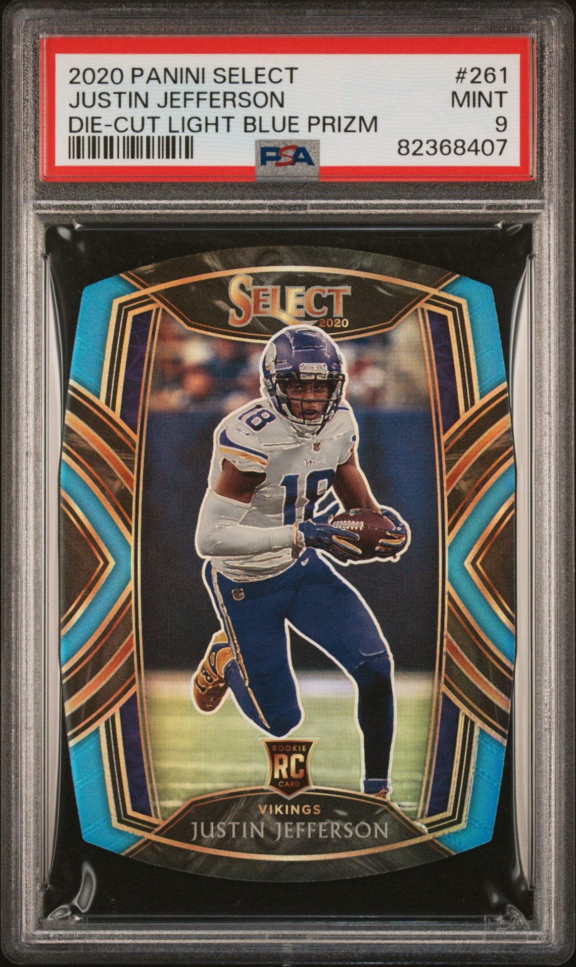 2020 Panini Select Justin Jefferson #261 (Die-Cut Light Blue Prizm) Mint 9 front