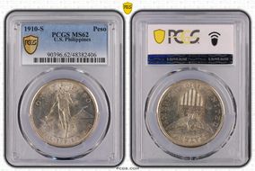 1910-S Peso KM-172  Ag MS62