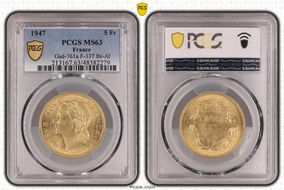 1947 5 Fr Gad-761a F-337 Br-Al MS63