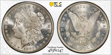 1880-S $1 VAM 12, Checkmark MS68