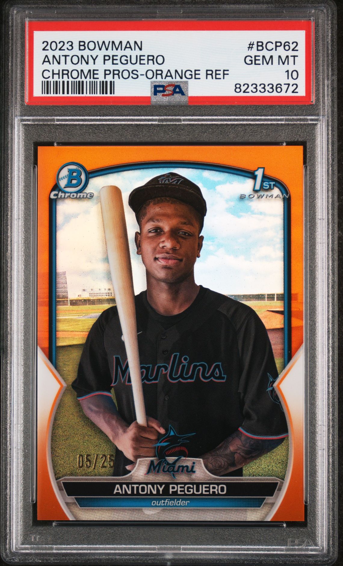 2023 Bowman BOWMAN CHROME PROSPECTS Orange Refractor #BCP62 Antony Peguero front