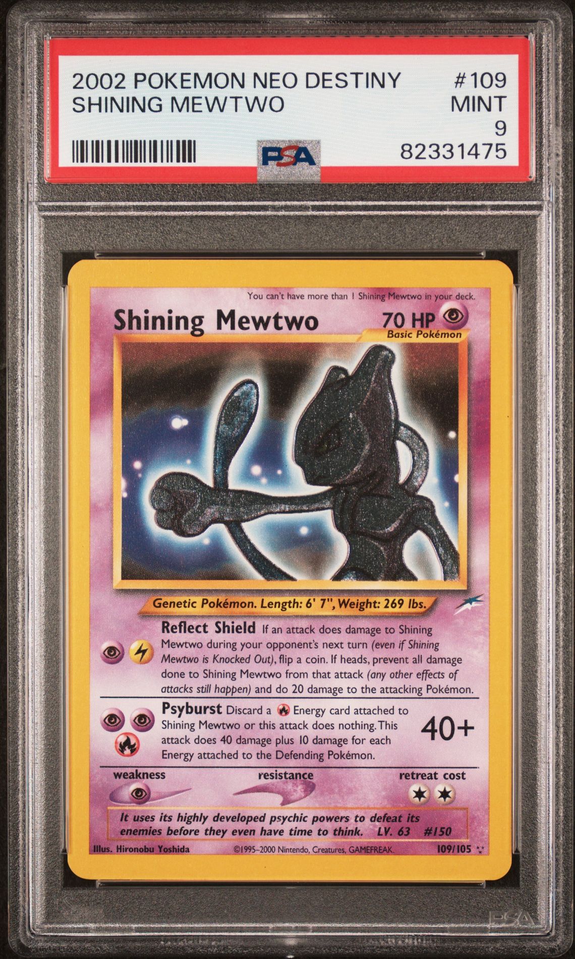2002 Pokemon POKEMON NEO DESTINY 1ST EDITION #109 Shining Mewtwo front