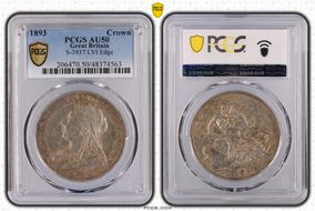1893 Crown S-3937 LVI Edge AU50