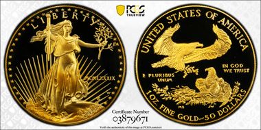 1989-W $50 Gold Eagle PR70DCAM