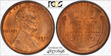 1911-S 1C MS65+ RD