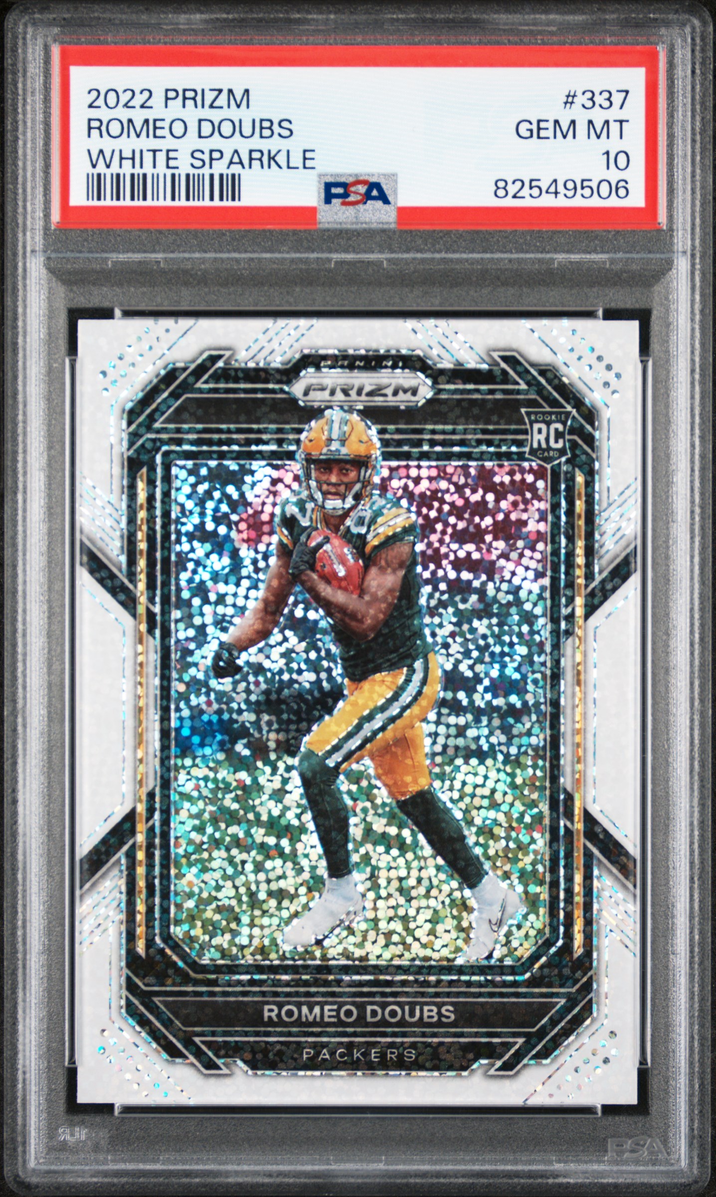 2022 Panini Prizm White Sparkle #337 Romeo Doubs – PSA GEM MT 10