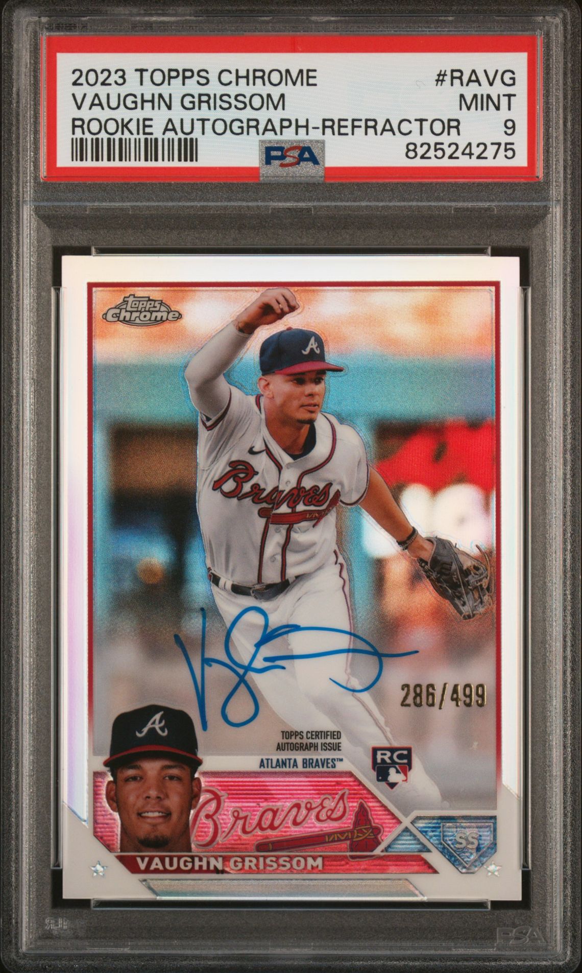 2023 Topps Chrome Rookie Autograph Vaughn Grissom #Ravg (Rookie Autograph-Refractor) Mint 9 front