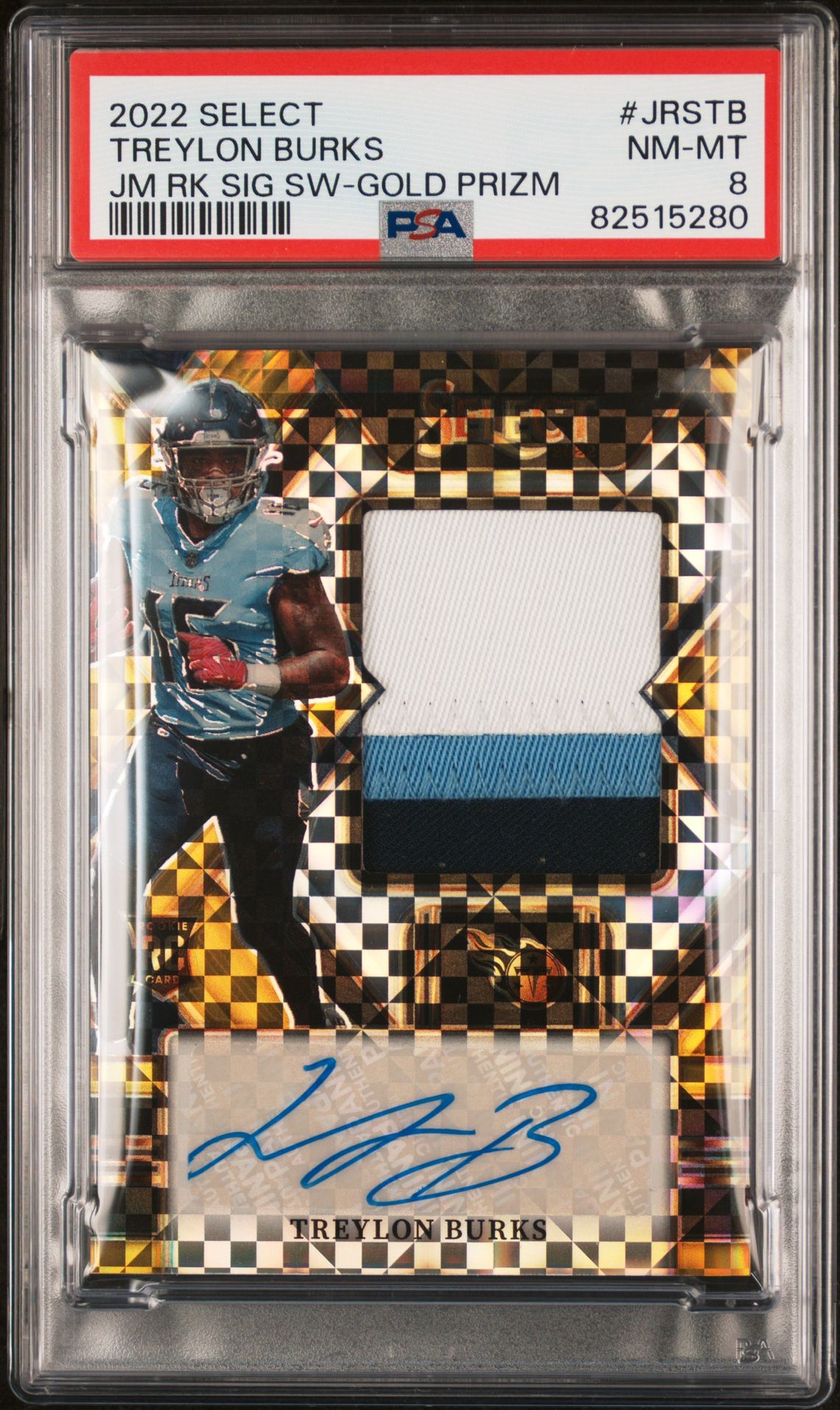 2022 Panini Select Jumbo Rookie Signature Swatch Treylon Burks #Jrstb (Jm Rk Sig Sw-Gold Prizm) Nm-Mt 8 front