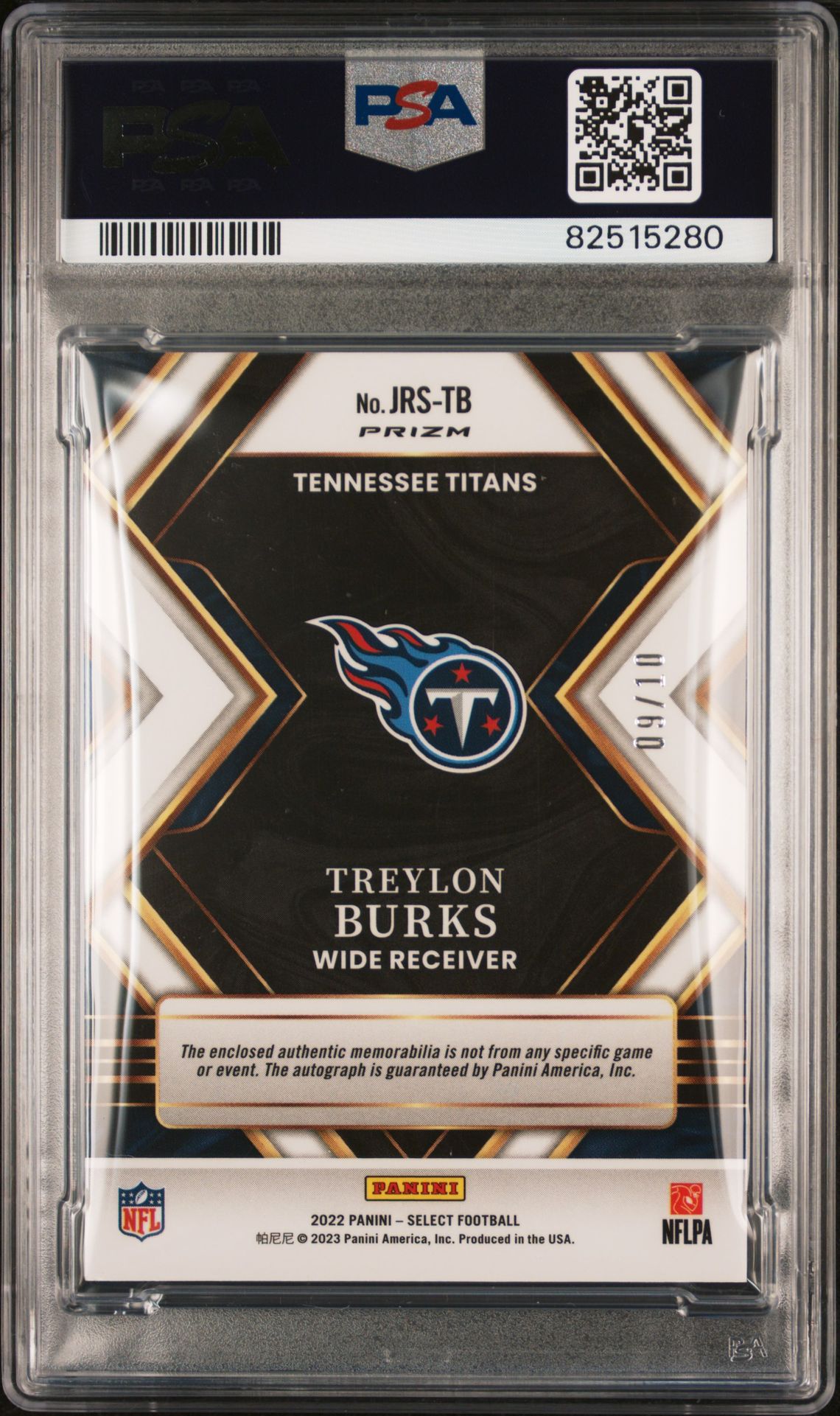 2022 Panini Select Jumbo Rookie Signature Swatch Treylon Burks #Jrstb (Jm Rk Sig Sw-Gold Prizm) Nm-Mt 8 back