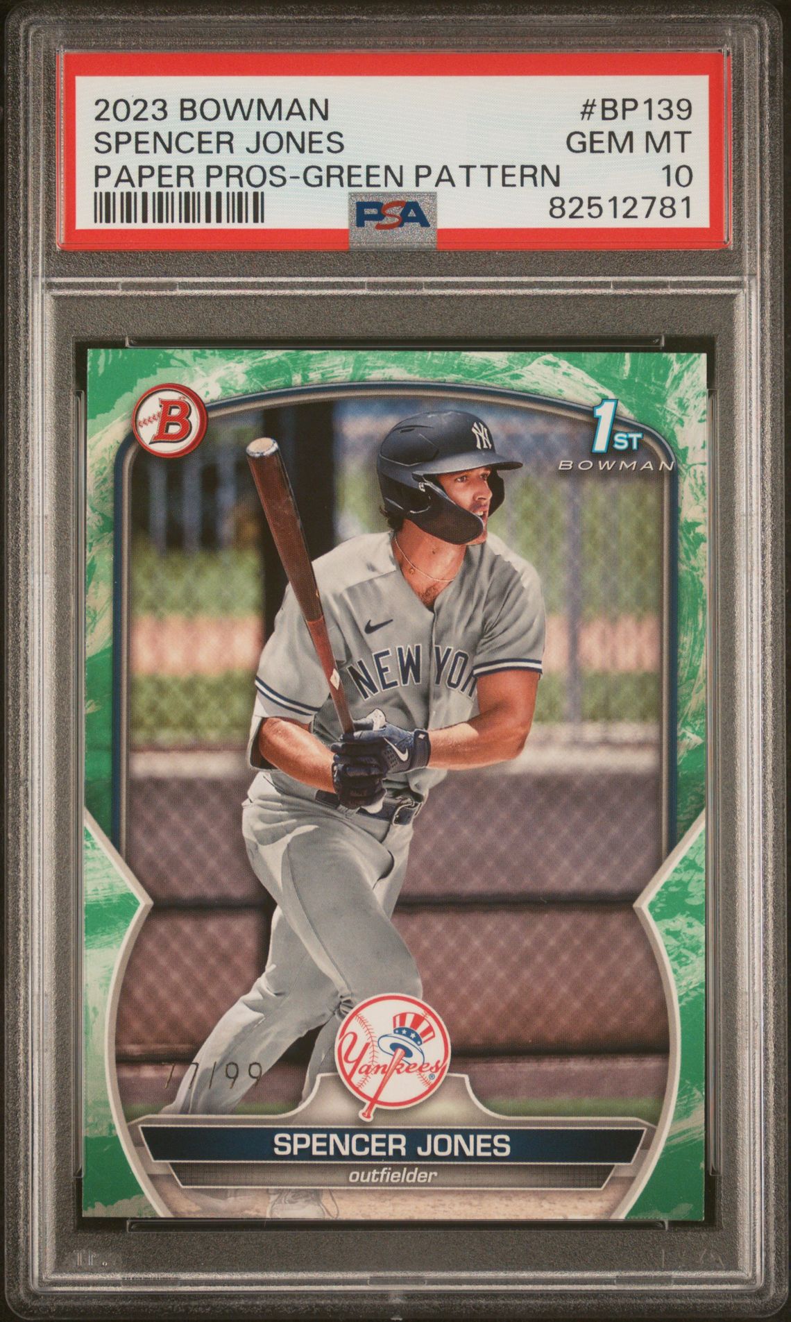 2023 Bowman BOWMAN PAPER PROSPECTS GREEN PATTERN #BP139 Spencer Jones front