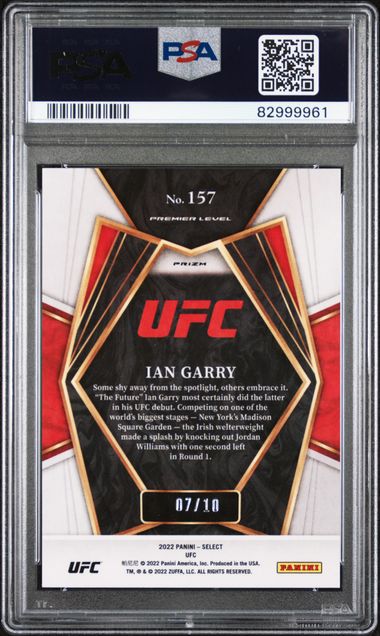 2022 Panini Select Ufc Ian Garry #157 (Gold Flash) Gem Mt 10 back