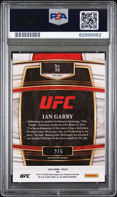 2022 Panini Select Ufc Ian Garry #51 (Green Disco Prizm) Gem Mt 10 back