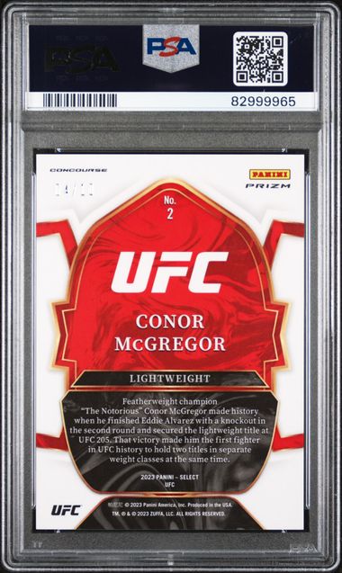 2023 Panini Select Ufc Conor Mcgregor #2 (Gold Disco) Gem Mt 10 back