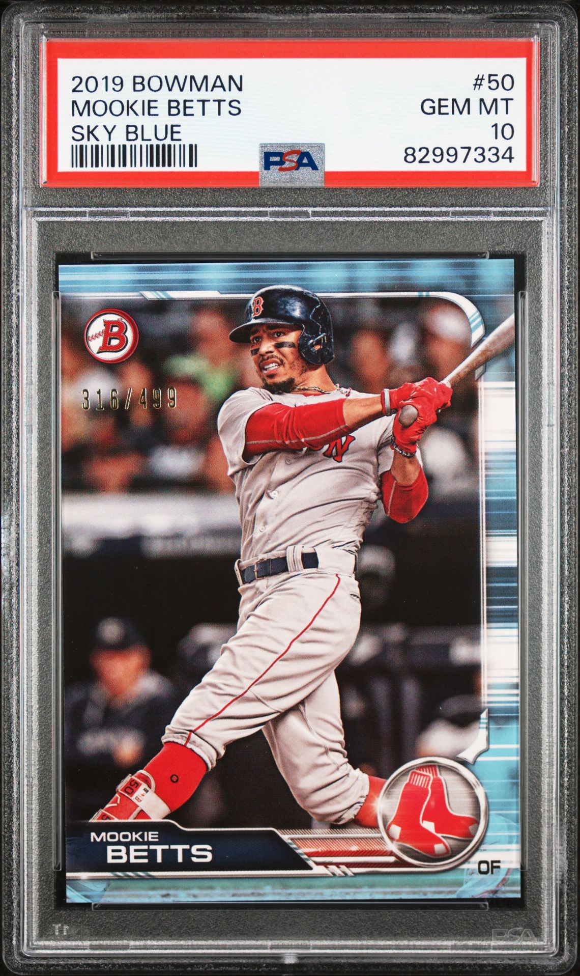 2019 Bowman BOWMAN SKY BLUE #50 Mookie Betts front