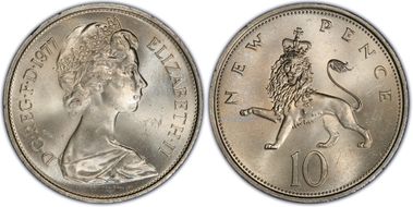 1977 10p S-F1 New Pence MS64