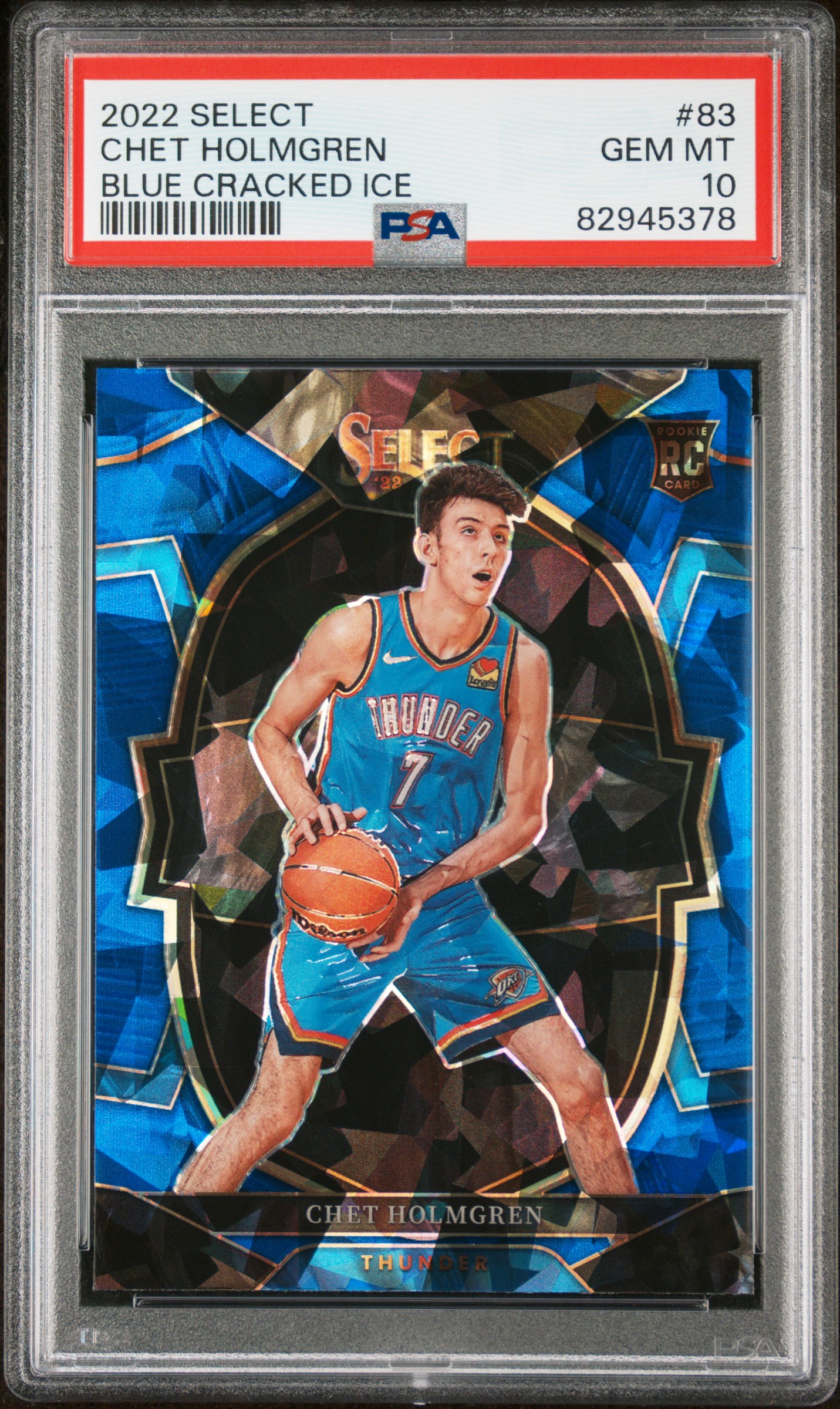 2022 Panini Select Chet Holmgren #83 (Blue Cracked Ice) Gem Mt 10 front