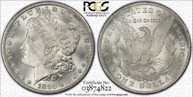 1880-CC $1 8/7 Reverse of 1878 MS65