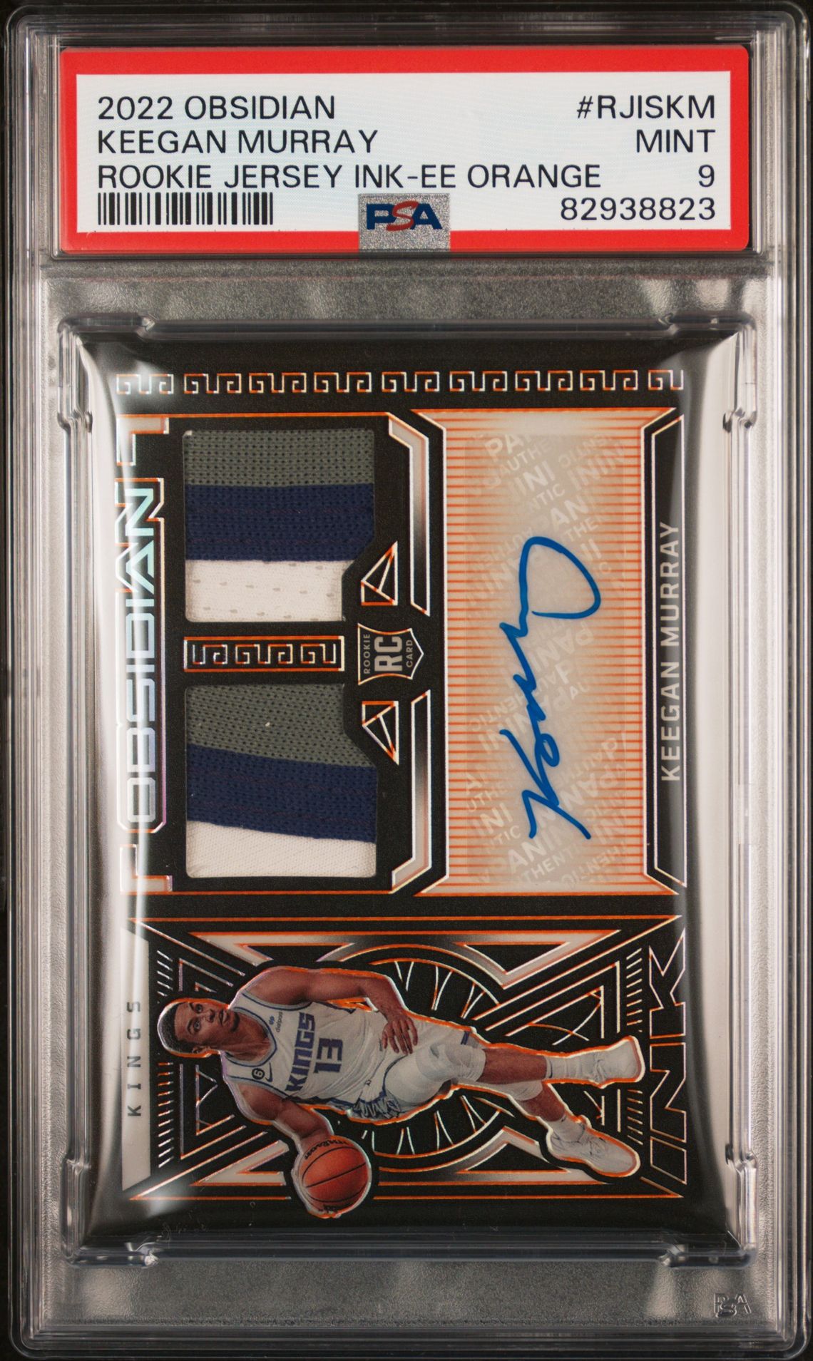 2022 Panini PANINI OBSIDIAN ROOKIE JERSEY INK EE ORANGE #RJISKM Keegan Murray front