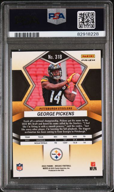 2022 Panini Mosaic George Pickens #318 (Silver) Gem Mt 10 back