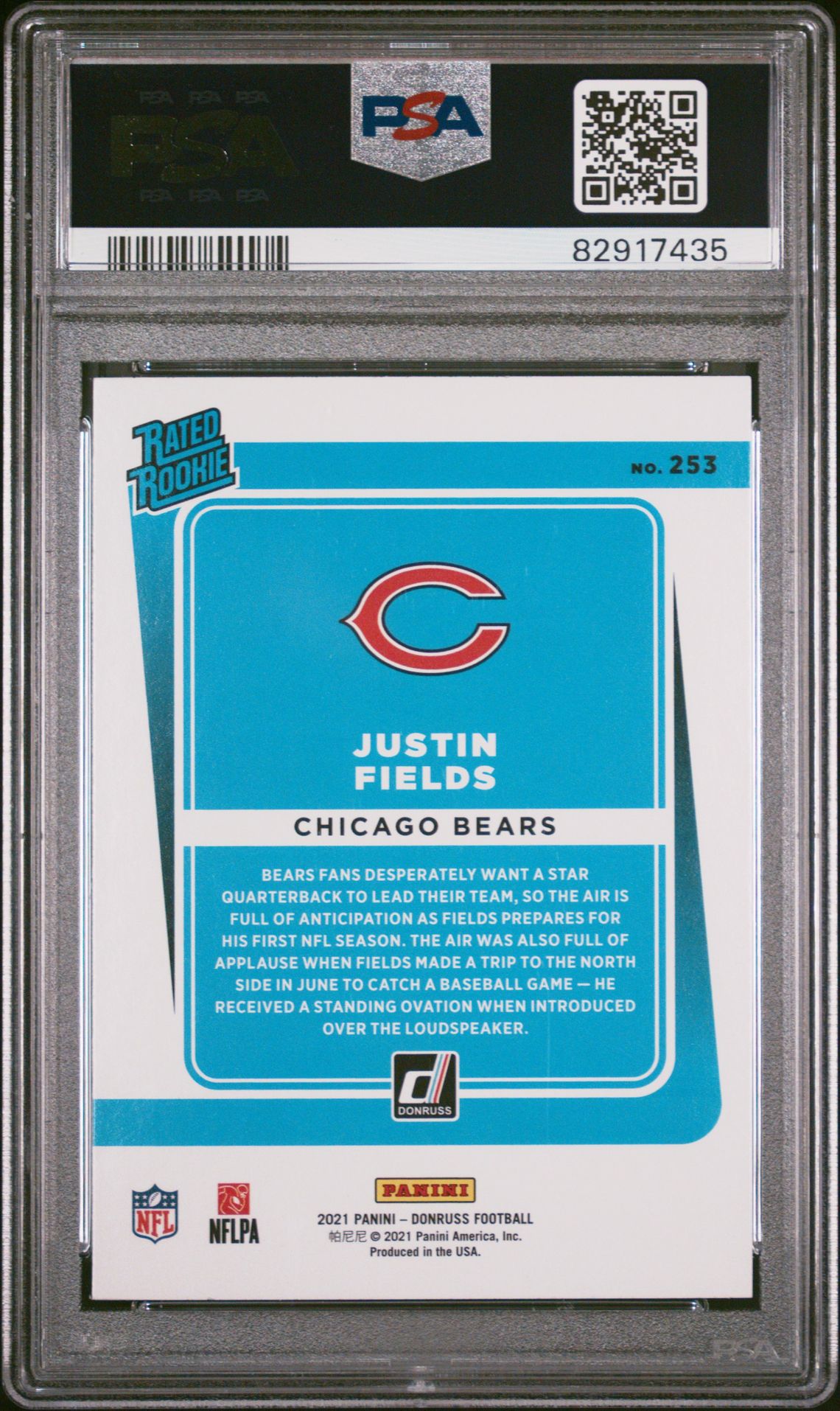 2021 Panini Donruss Justin Fields #253 Gem Mt 10 back