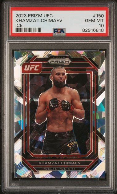 2023 Panini Prizm UFC Ice #150 Khamzat Chimaev – PSA GEM MT 10 on