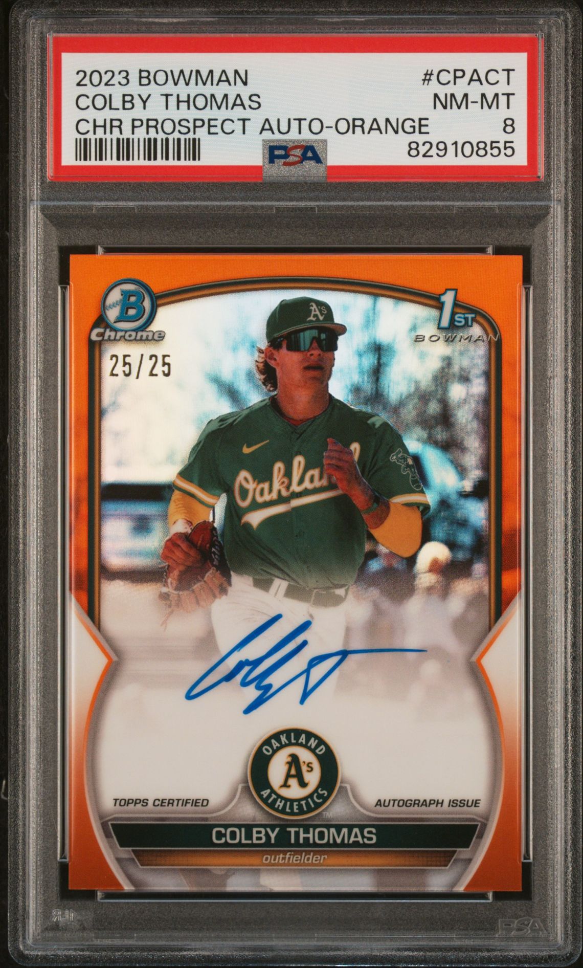 2023 Bowman Chrome Prospect Autographs Colby Thomas #Cpact (Chr Prospect Au-Orange Ref) Nm-Mt 8 front