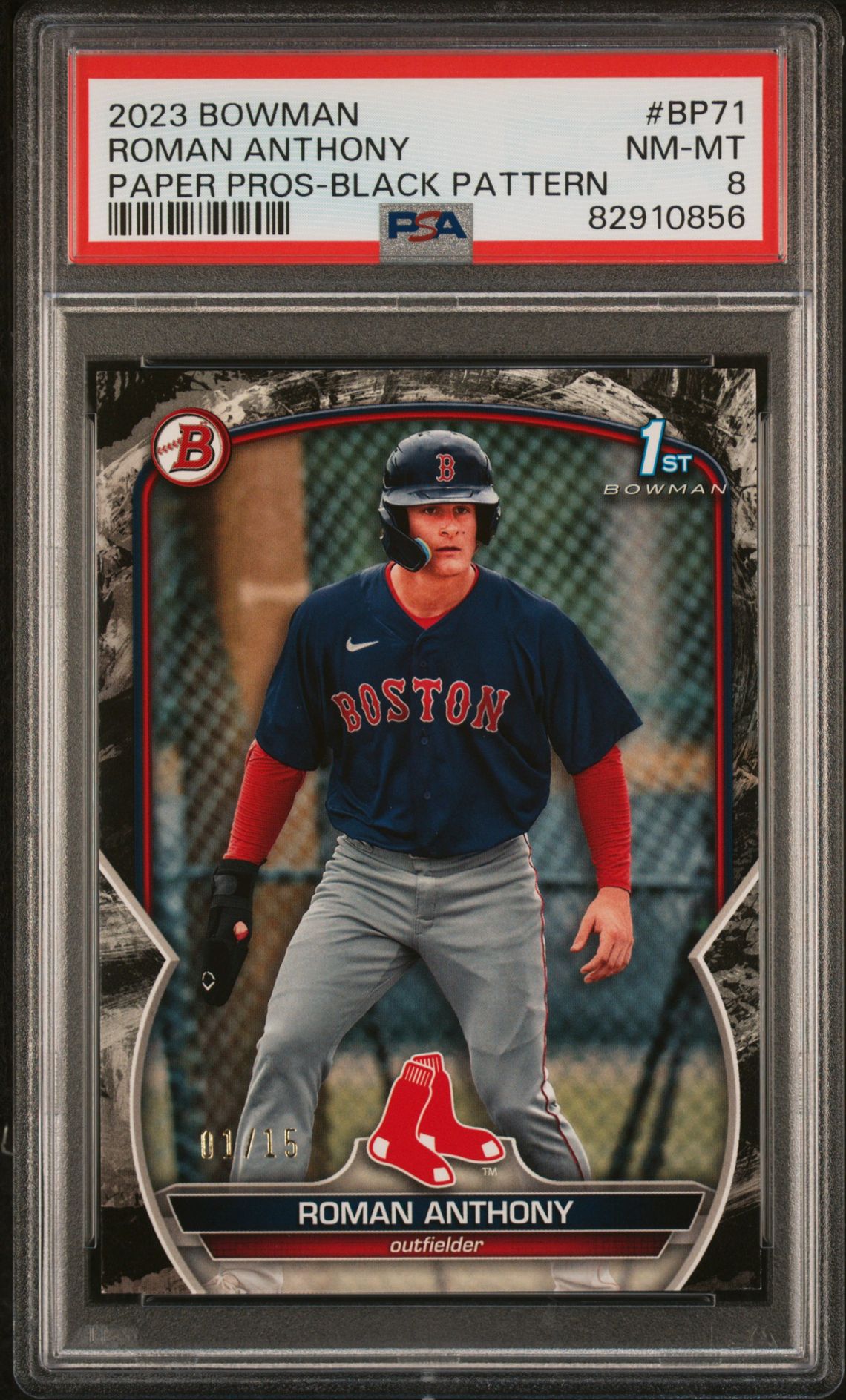 2023 Bowman Paper Prospects Roman Anthony #Bp71 (Paper Pros-Black Pattern) Nm-Mt 8 front