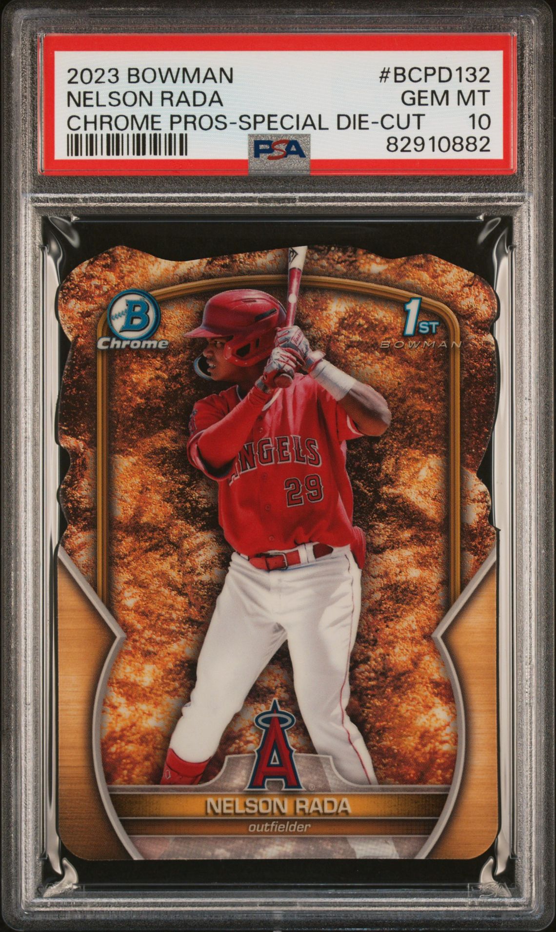 2023 Bowman Chrome Prospects Nelson Rada #Bcpd132 (Chrome Pros-Special Die-Cut) Gem Mt 10 front view - PSA graded GEM MT 10