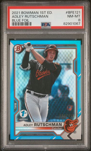 2021 Bowman BOWMAN 1ST EDITION BLUE FOIL #BFE121 Adley Rutschman front