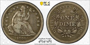 1840-O 10C No Drapery, F-110a Sm O F15