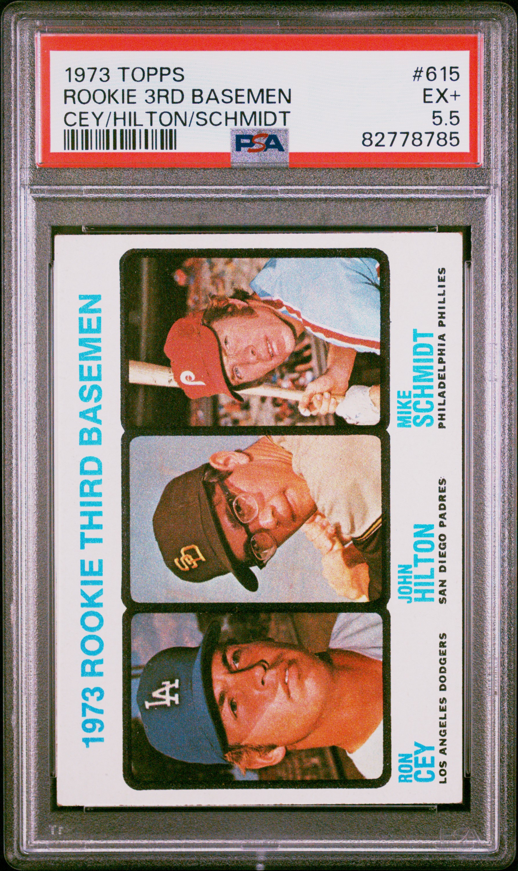 1973 Topps Ron Cey/John Hilton/Mike Schmidt #615 Rookie 3rd Basemen – PSA EX+ 5.5