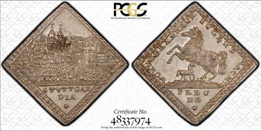 (1740-60) (Ducat) Binder-11b Klippe Stuttgart MS62