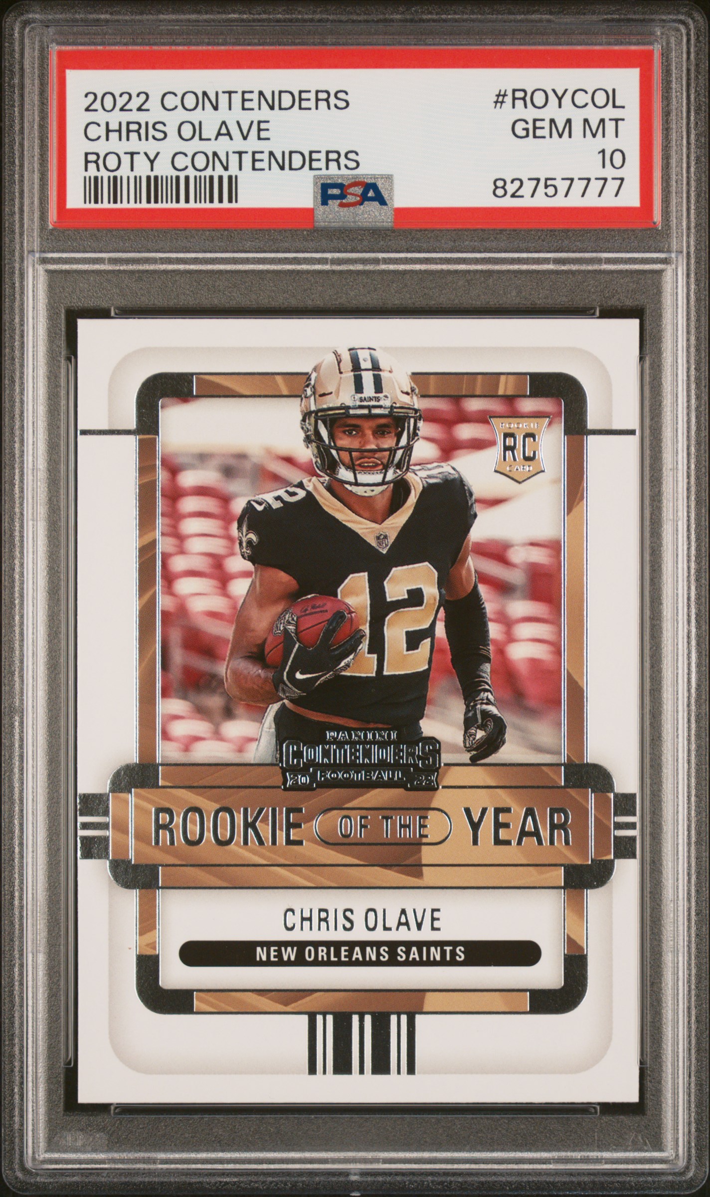 2022 Panini Contenders Rookie Of The Year Contenders Roycol Chris Olave – PSA GEM MT 10