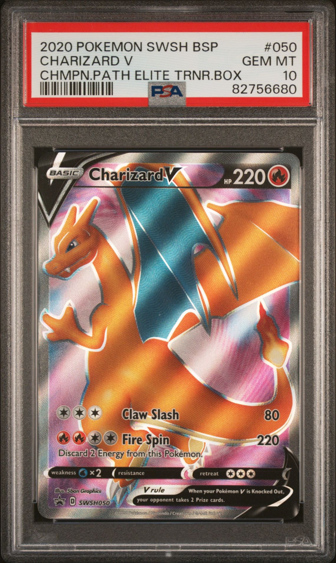 2020 Pokemon Swsh Black Star Promo Charizard V #050 (Chmpn.path Elite Trnr.box) Gem Mt 10 front